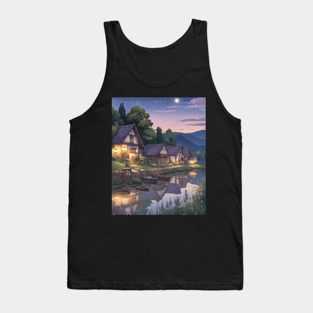 Sunset Cute Village Tank Top by mariaronda